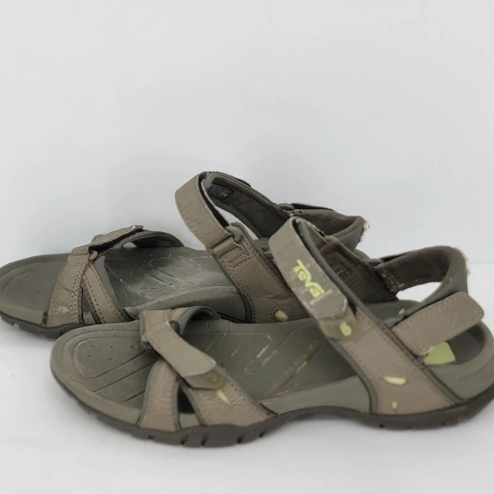 Teva Tanza Brown Olive Green Sport Sandals Mens 7 Water Hiking